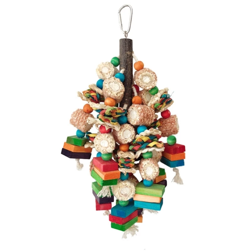 

Bird Molar Toy for Parrots Natural Wood Birds Molar Reliable Chewable Bites Wood Colorful Parrot Toy Bird Boring Toy