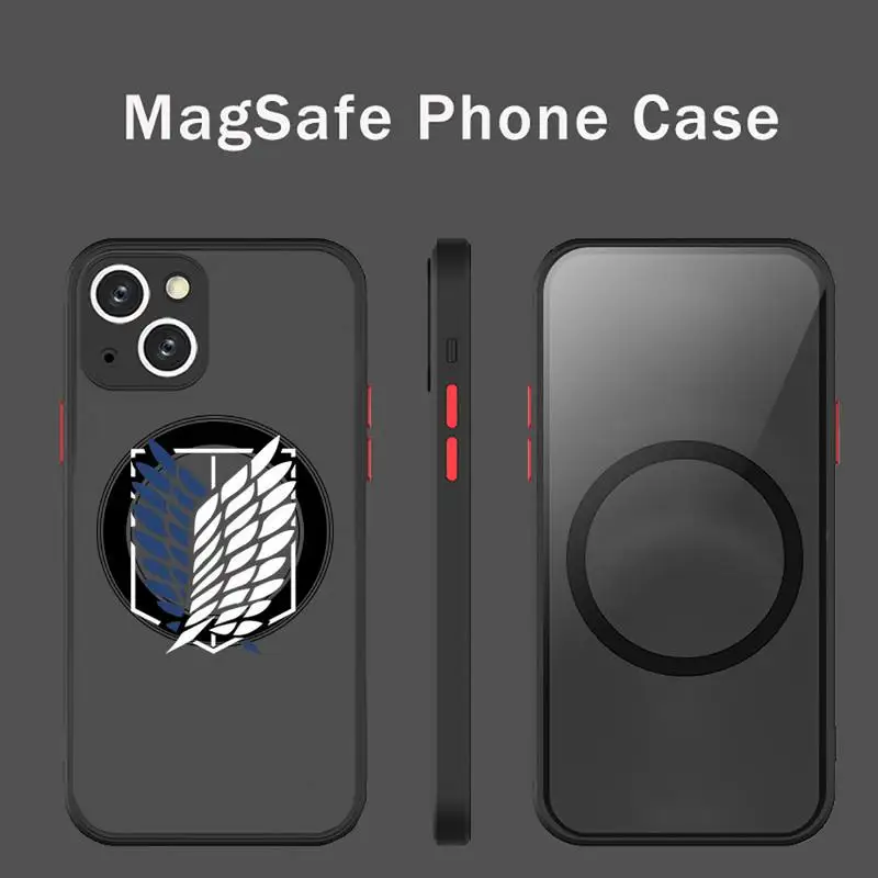 

Attack On Titan Cartoon Anime Phone Case For iPhone 13 12 11 Mini Pro Max Matte transparent Super Magnetic MagSafe Cover