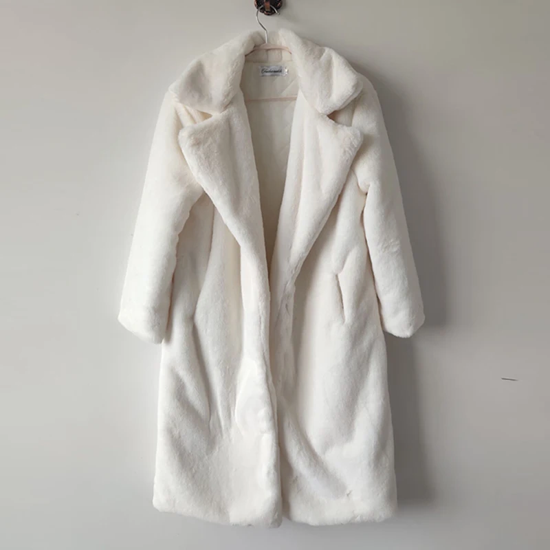 Women Winter Furry Warm Fur Outerwear Fashion Loose Faux Fur Rabbit Long Jacket Casual Thickened Mink Fur Coat Fluffy Jackets