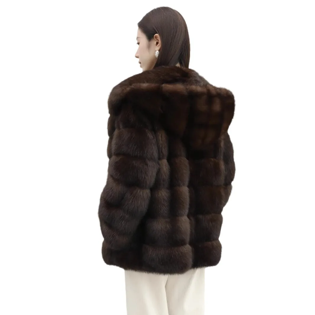 Новинка 2024 русское собольное пальто Звездное небо женская шерстяная