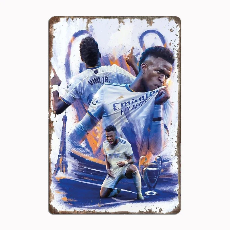 Vinicius Junior JR Football Sport Металлическая вывеска Декор гаражной комнаты Живой бар на