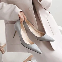 large size 42 43 women pumps 2022 new solid fashion black female stiletto high heels sexy autumn grey womans office heeled shoes