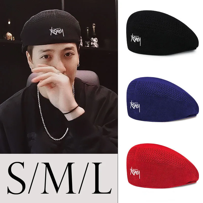 

Men Big Size Beret Hat Summer Hand Knitted Thin Breathable Mesh Beret Cap Women Autumn Winter Wool Berets Beanie Hat Navy Caps
