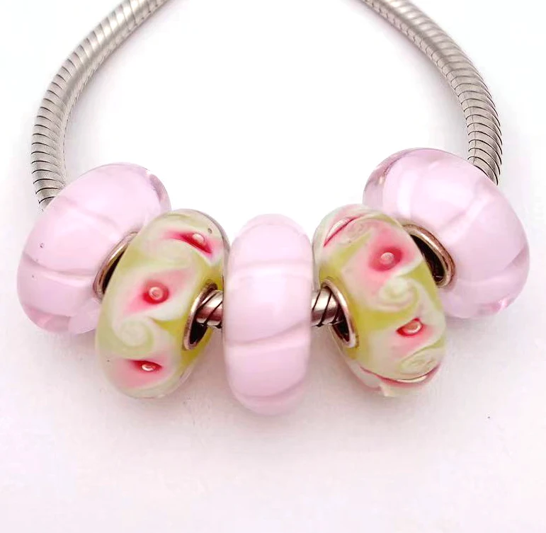 

Бусины из серебра 100% пробы с муранским стеклом