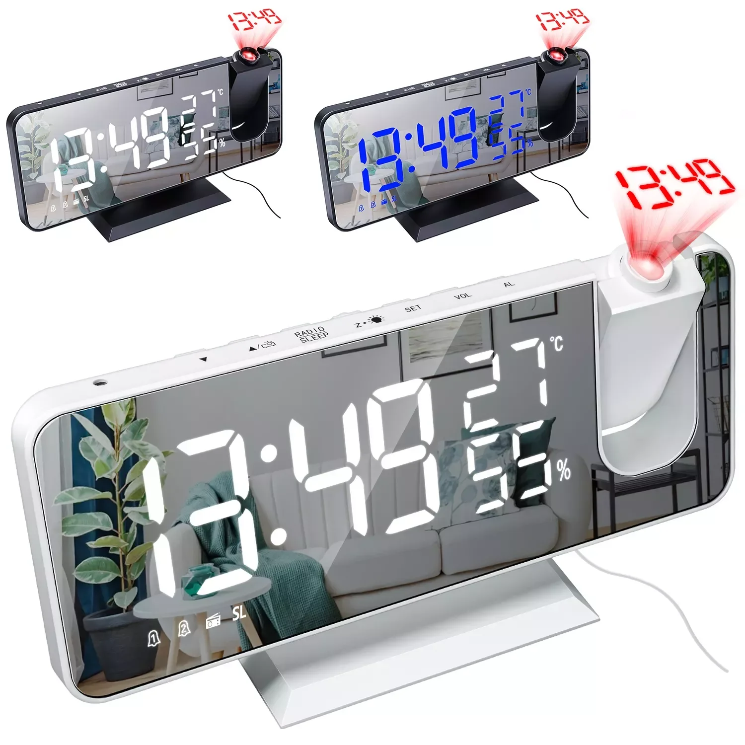 

LED Digital Alarm Clock Electronic Clock Smart Mute Backlight Display Temperature & Calendar Snooze Function Alarm Clock Goo
