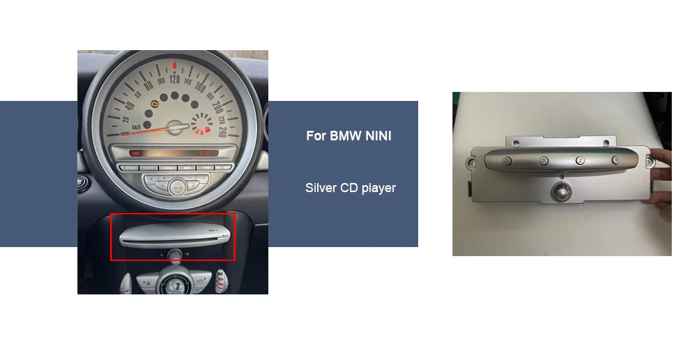 

Серебряный проигрыватель для замены мини-проигрывателя CD BMW (продается отдельно)