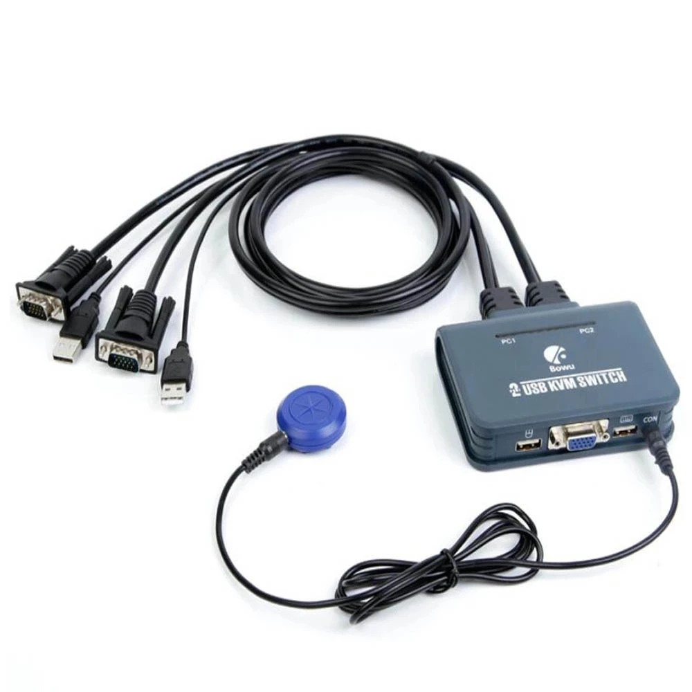 2x1 VGA KVM переключатель 1080P VGA USB KVM переключатель 2 в 1 с кабелем для 2 компьютеров share 1 комплект USB клавиатура мышь монитор