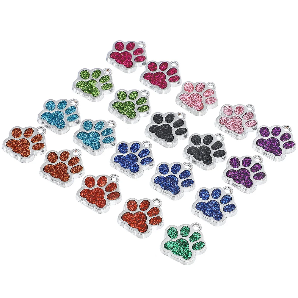 80 Pcs Paw Necklace Dog Tags Cat Paw Print Charm Dog Paw Print Bracelet Paw Print Pendant Key Chain Pendant