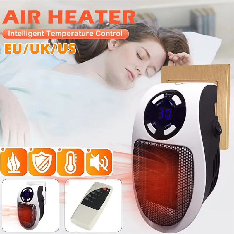 

Portable Electric Heater EU/UK/US Plug in Wall Winter Mini Household Office Room Heating Stove Radiator Remote Control Warmer