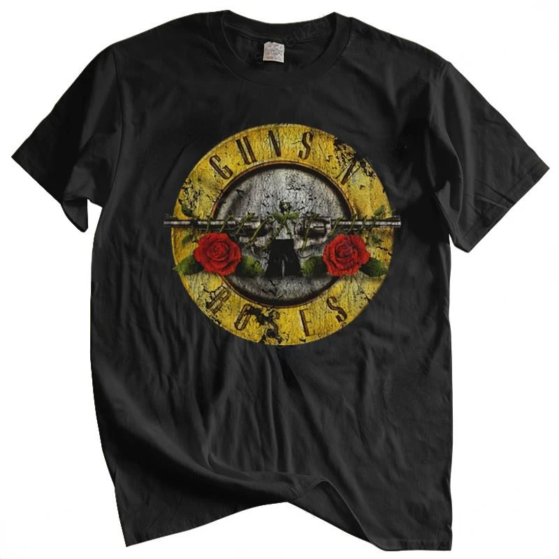 

Loose Creative Camisa Camisetas Guns N Roses Bullet Logo Black Men'S Graphic Homme Tops Cool Printed T-shirt Top Humor Hipster