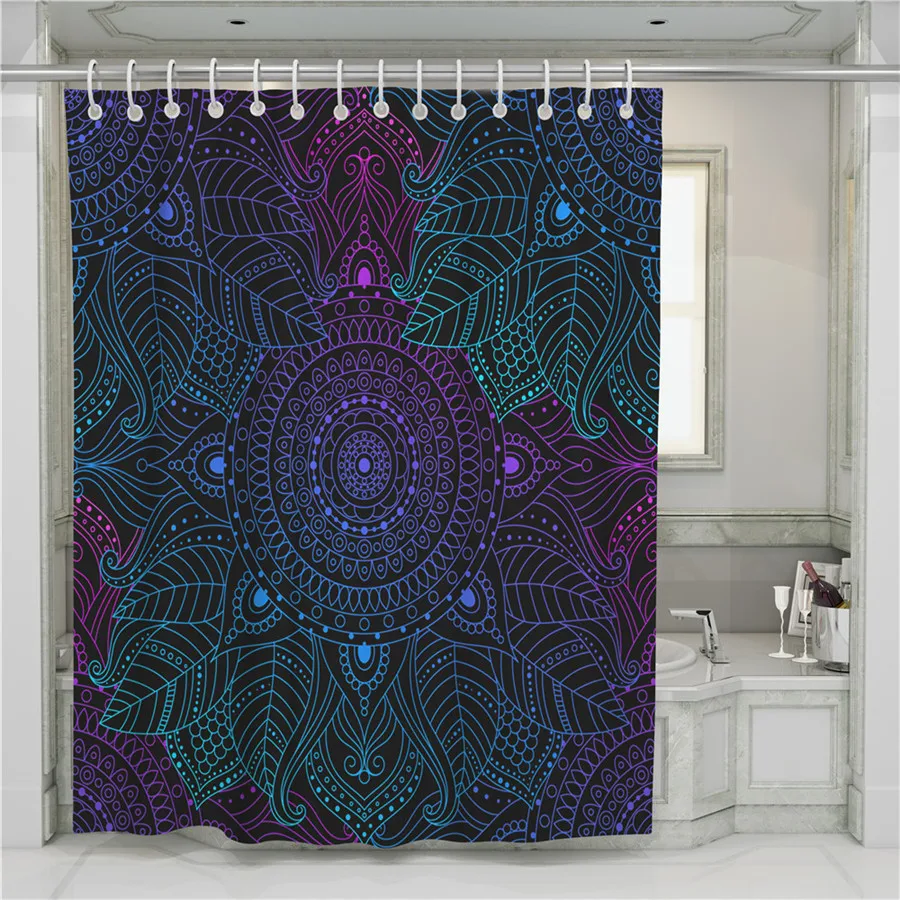 

3d-занавеска для душа с рисунком мандалы, водонепроницаемая занавеска из полиэстера для ванной комнаты