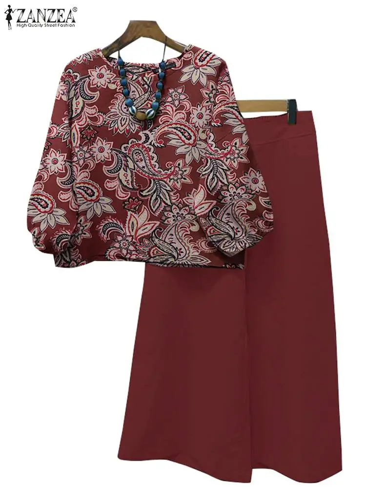 Модные комплекты брюк с широкими штанинами ZANZEA летние богемные подходящие