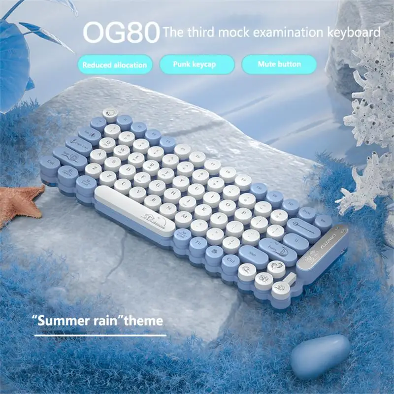 

OG102 Wireless Keyboard White Keycaps Ergonomic Teclado Full Gamer Computer Pc Gamer White Typewriting Machine Keyboards