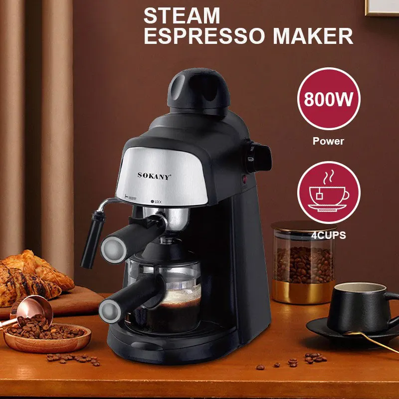 Электрическая Кофеварка 800 Вт Паровая кофеварка для эспрессо домашняя