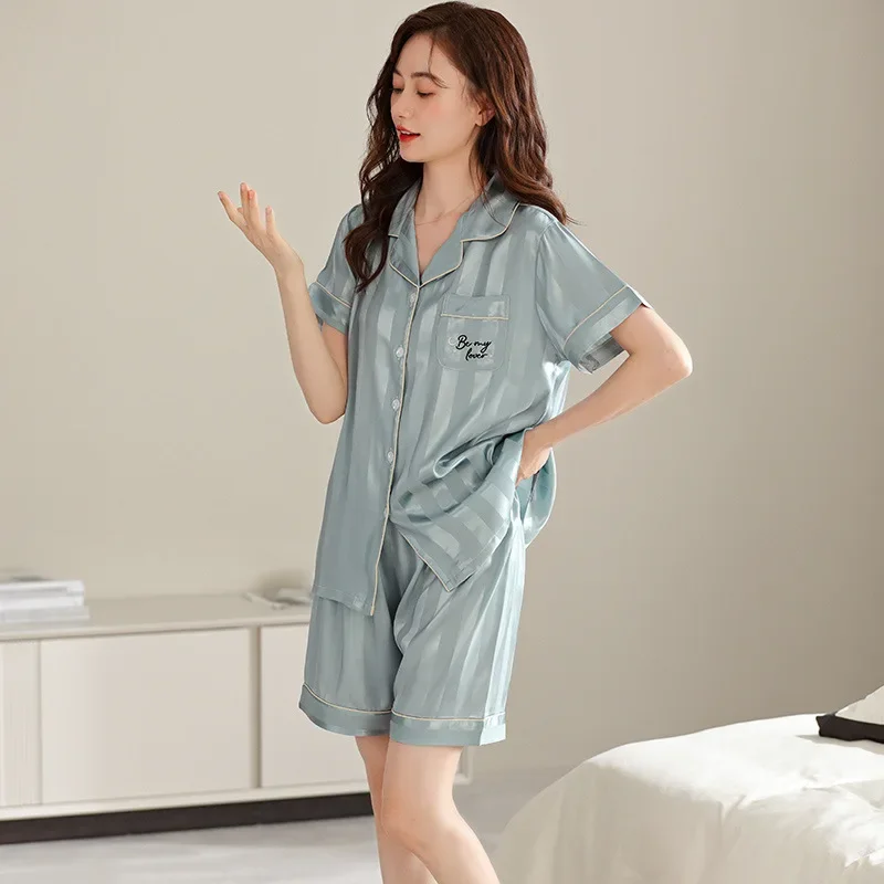 Tenfei шелковые женские летние пижамы из ледяного шелка с короткими рукавами и