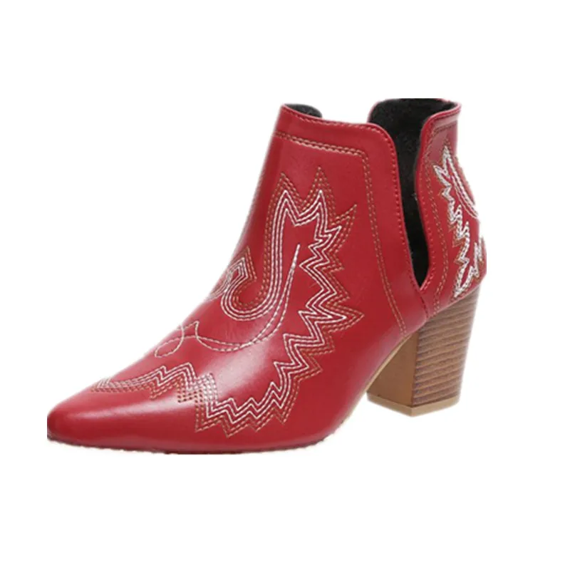 Осенне-зимние повседневные ковбойские полусапожки в западном стиле женские