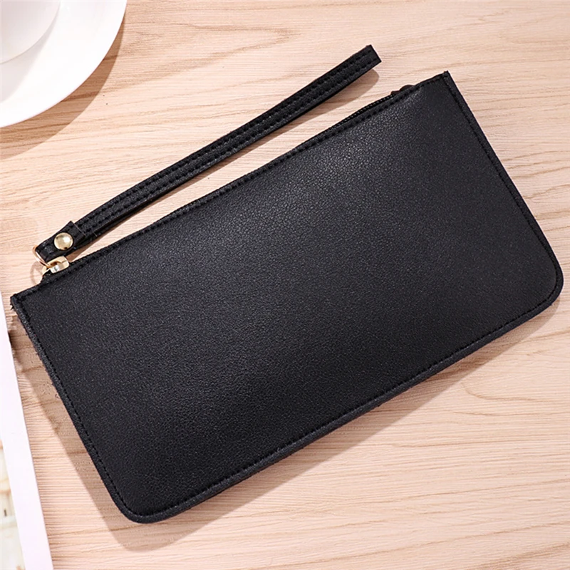 

Ladies Wallet PU Leather Card Holder Solid Color Zipper Coin Purse Fashion Female Clutch Bag