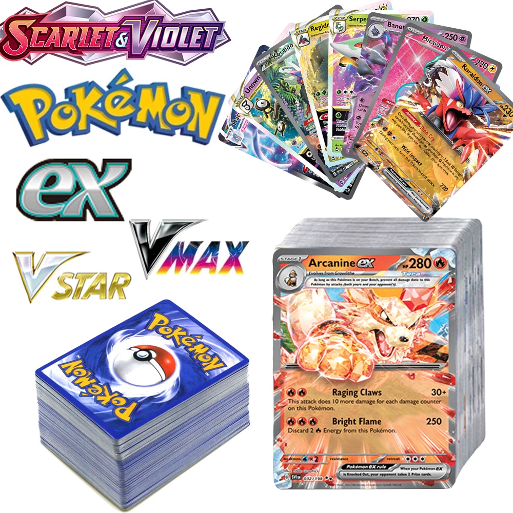 

Новые карты Pokemon Scarlet фиолетовый Vstar EX Vmax GX английская версия Веселая флэш-карта торговая карта детская карточка Рождественский подарок на день рождения