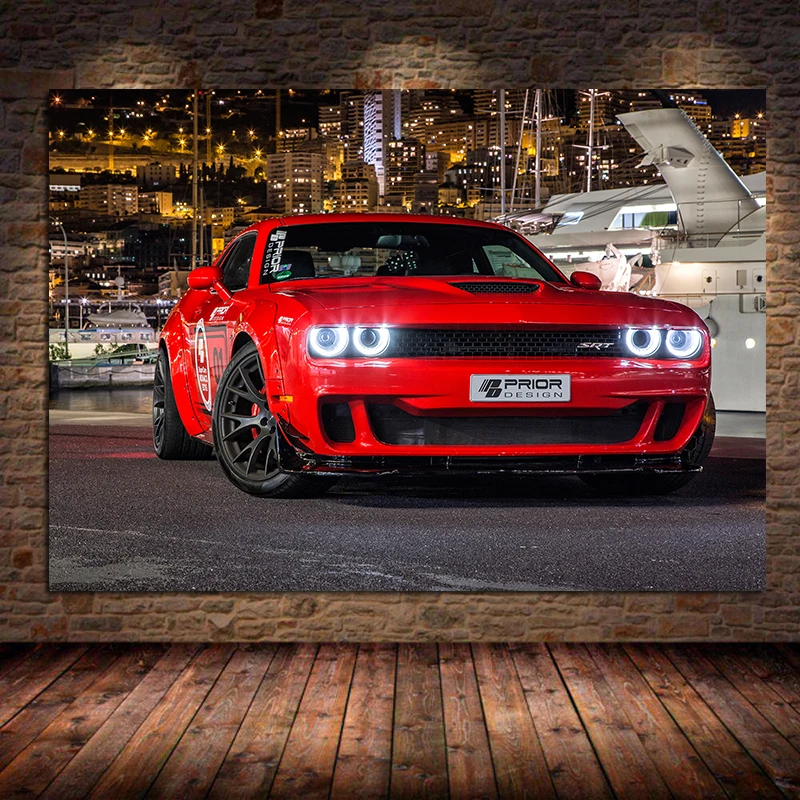 

Постеры Dodge Challenger Hellcat красные
