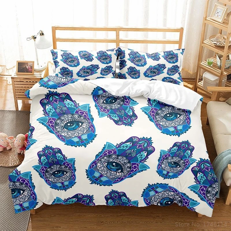 

3D Fatima Hand Bedding Set Queen King Size Hamsa Hand Mandala Duvet Cover Set Bohemia Comforter Cover and Pillowcase Bedclothes