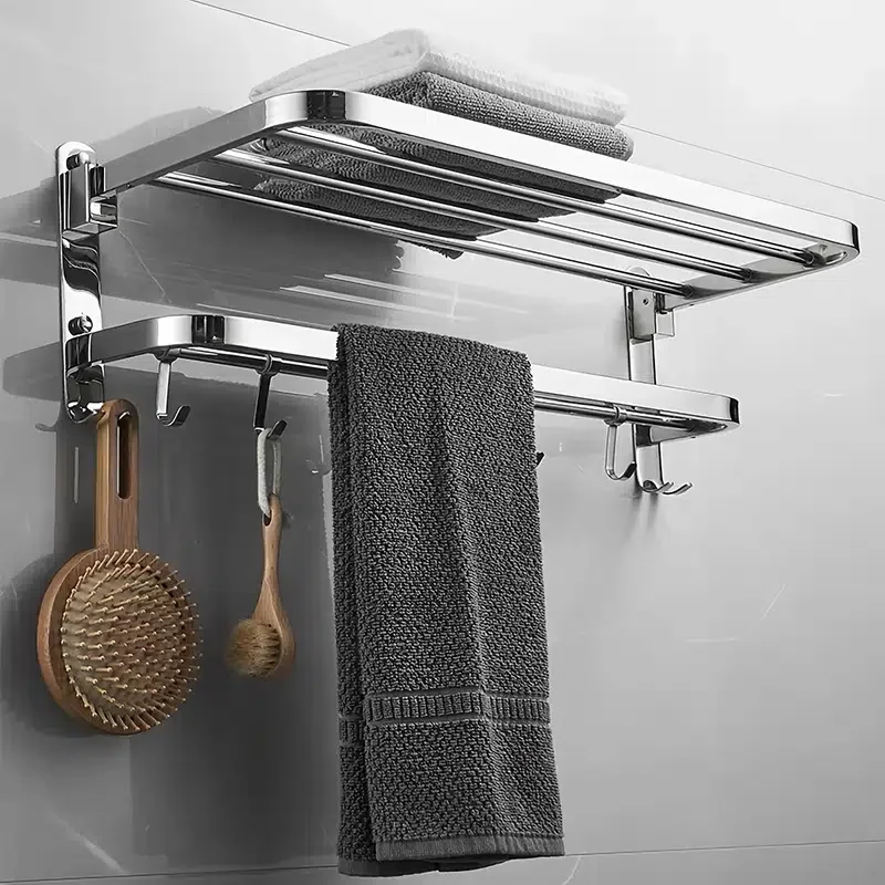 

Stainless Steel Towel Rack, Bathroom Rack, Storage Rack, Toilet Rack Without Punching, Folding Towel Rack