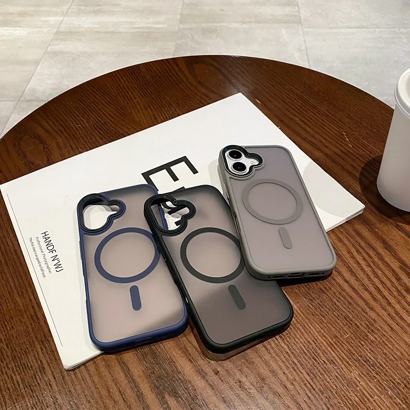 Модный Матовый Магнитный Прозрачный чехол для iPhone 16 15 14 Plus 13 12 11 Pro Max Беспроводная