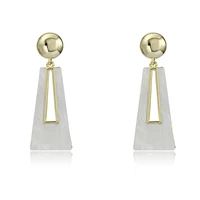 2022 mesh trapezoid geometric ladies stud earrings white acrylic acetate plate fashion personality 925 silver stud earrings