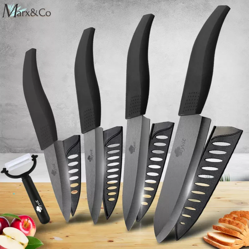 

Ceramic Kitchen Knife 3 4 5 6 inch Chef Utility Slicer Paring Ceramic Knives Peeler Set Black Zirconia Blade Cooking Meat Cutter