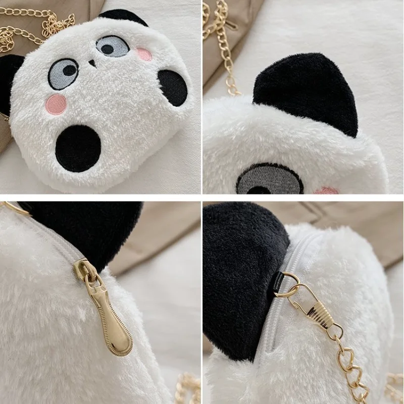 Children Cute Bags New Fashion Girls Boys Plush Panda Shoulder Messenger Women Bag Cartoon Chain Small Bag