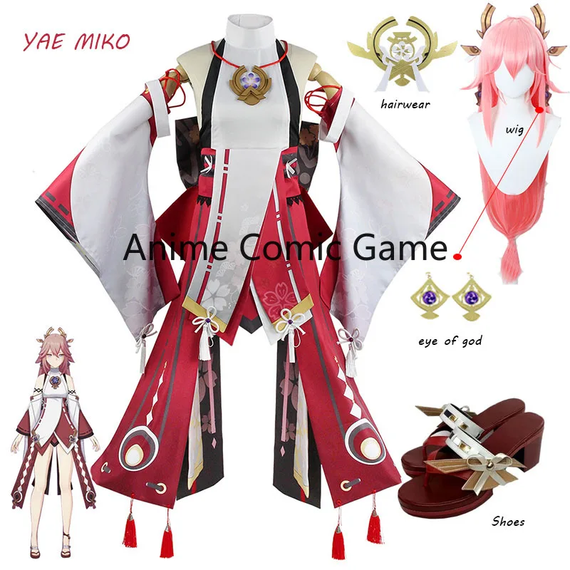

Genshin Impact Yae Miko Guuji Yae Cosplay Costume Genshin Deguisement Wig Dress Party Outfit Halloween Costumes for Women XS-XXL