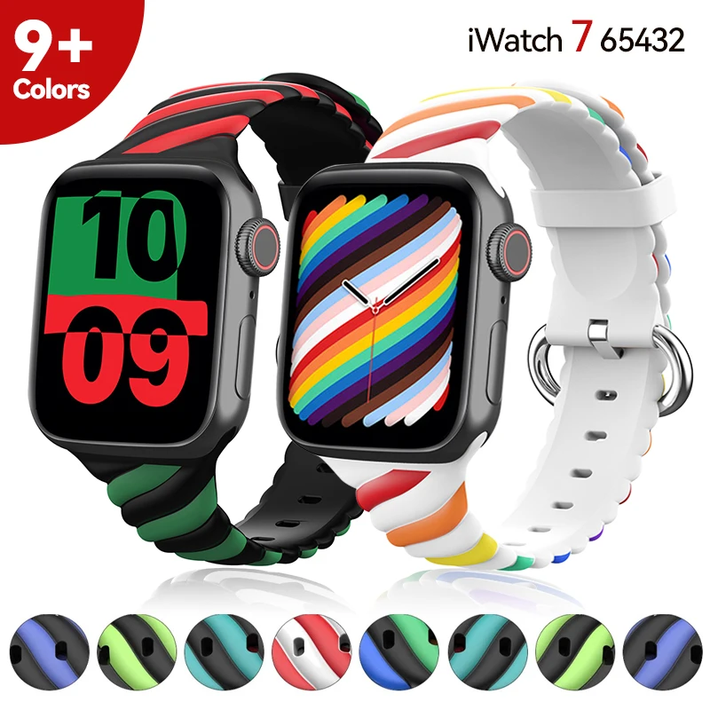 

Silicone Candy Colors Strap for Apple Watch Bracelet 44mm 40mm 38mm 42 Mm Watchband for Apple Watch Band Correa for Iwatch 6 SE