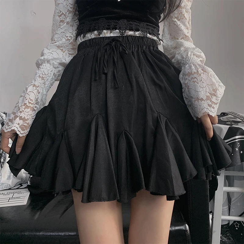 

Fairycore Skirt Women Summer Harajuku Streetwear Grunge High Waist Ruffle Mini Skirt Y2k E-girl 90s Emo Alt Clubwear