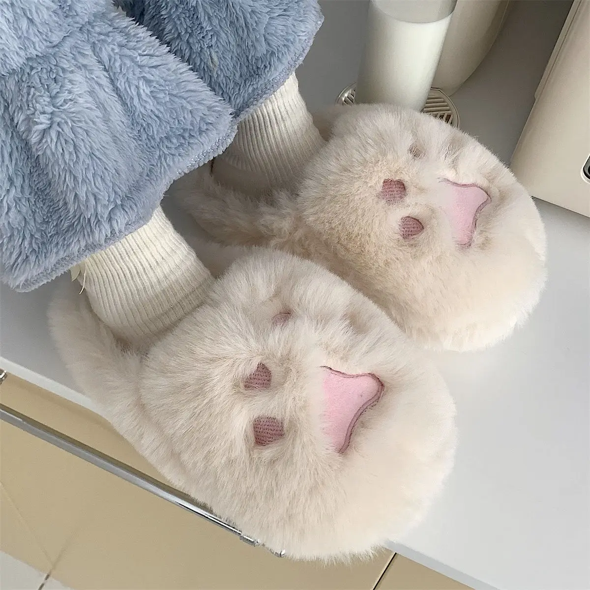

Indoor Cat Claw Warm Cotton Slippers Winter Student Girl Heart Home Plush Slippers Fashion Home Soft Cute Fluffy Fur Slippers