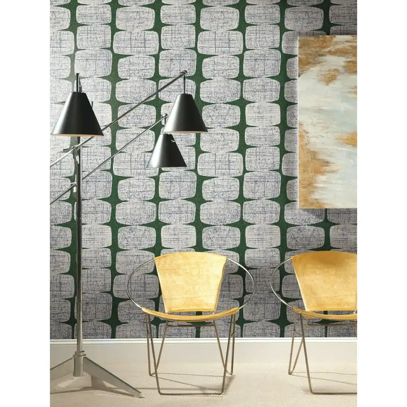 

Mid-Century Beads Contemporary Peel and Stick Wallpaper, Green
