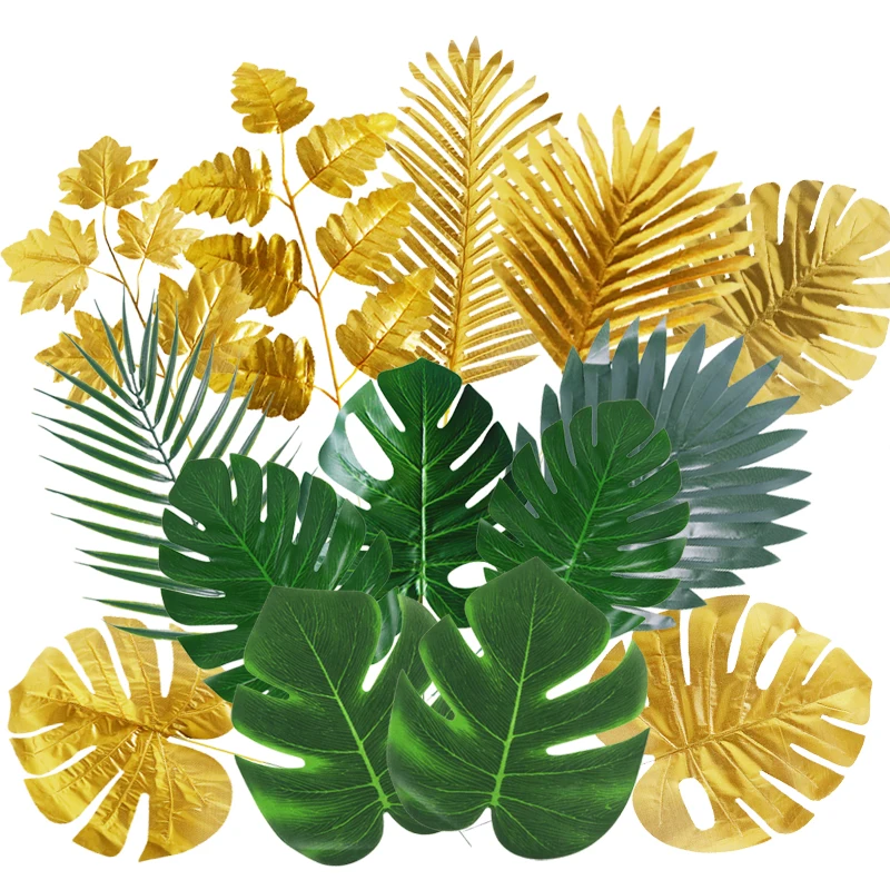 

5/12pcs Artificial Plants Tropical Monstera Palm Leaves Simulation Leaf Hawaiian Party Wedding Decor Home Garden Fake Leaves