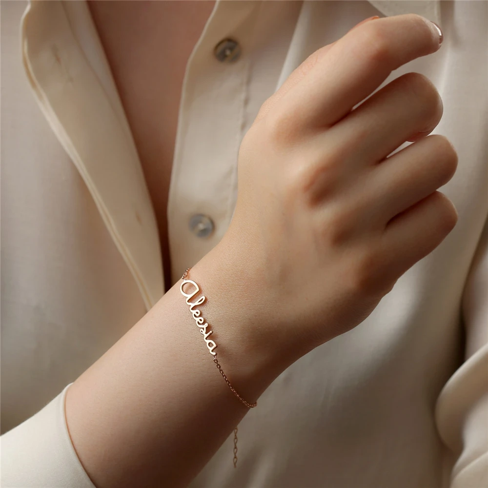 

Именной браслет на заказ, персонализированные ювелирные изделия из нержавеющей стали, браслет-цепочка на заказ для женщин, подарок для мате...