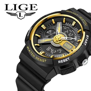 LIGE Military Mens Watches Casual Top Brand 50M Waterproof Wristwatch LED Dual Display Clock Sport W in Pakistan