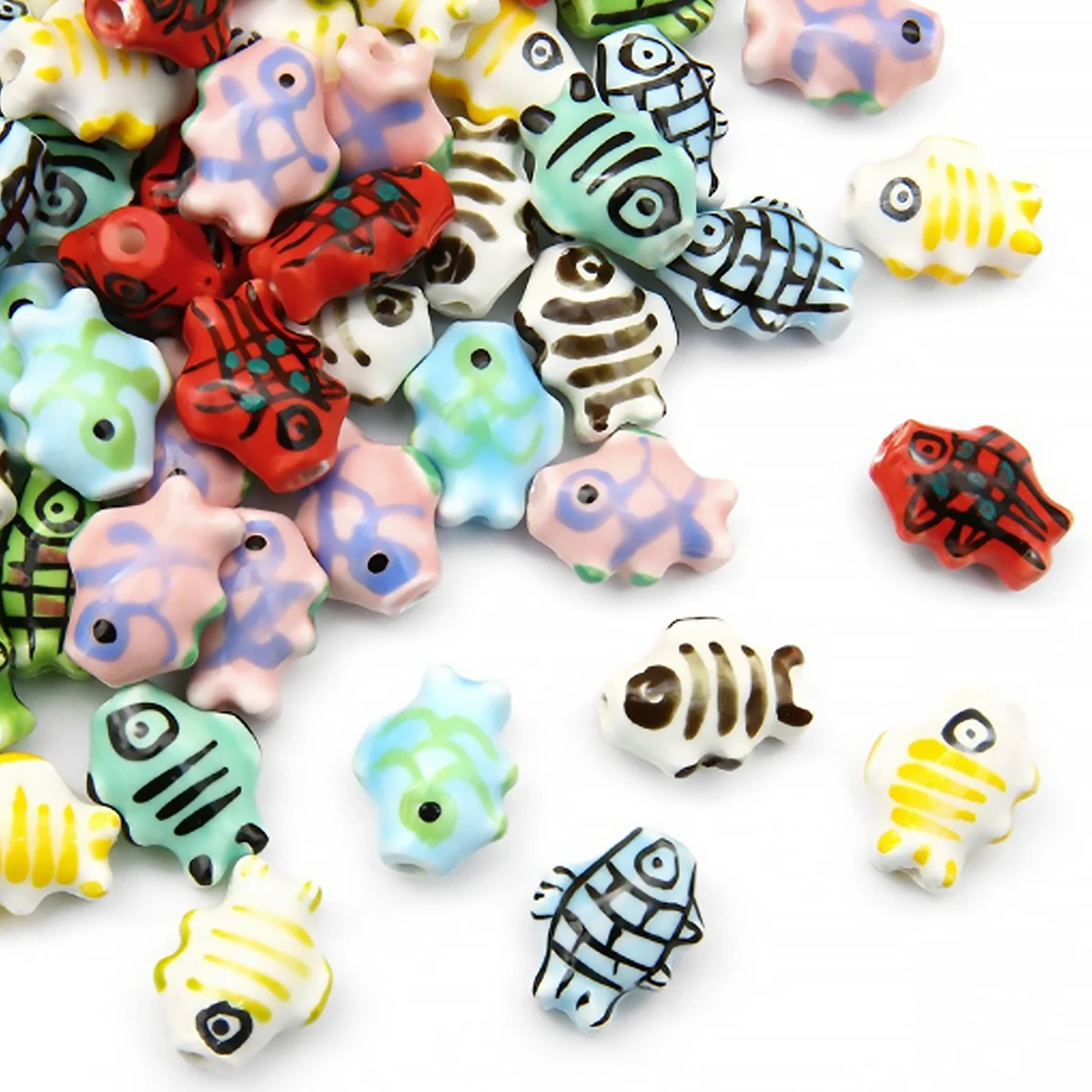 15x12mm Fashion Hand Painted Fish-shaped Ceramic Beads For Jewelry Making DIY Bracelet Necklace Keychain Colorful Procelain Bead