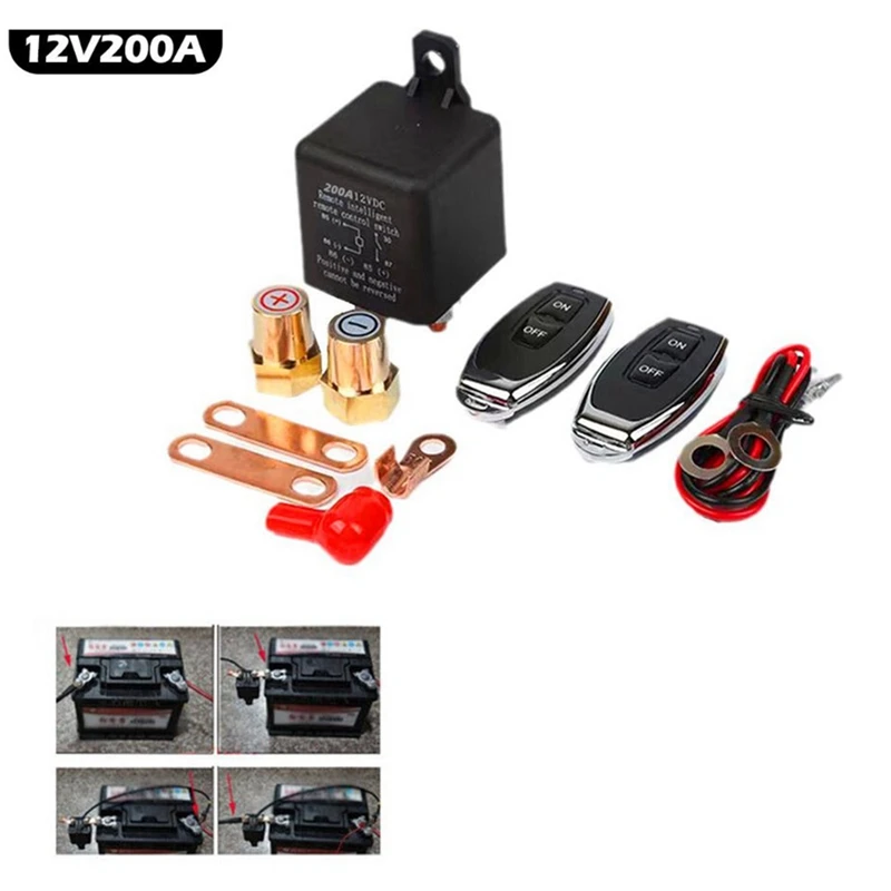 

1Set Car Remote Battery Disconnect Cut Off Isolator Switch Fob Relay Wireless Control Remote Switch Anti-Theft 12V Black