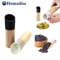 salt and pepper wood grinder shakers with adjustable ceramic rotor pepper grinder salt kitchen and bbq tool