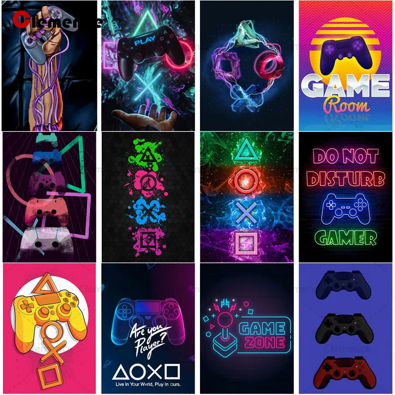 

Diamond Painting Game Zone Displate Ps4 Background Gamer 9 16 Diamond Mosaic Cross Stitch Kits Embroidery Rhinestones Handmade