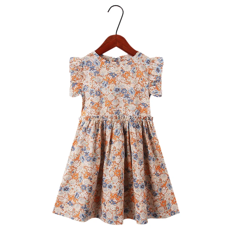 

Летние платья для девочек винтажные платья без рукавов в Корейском стиле с цветочным принтом и лепестками для маленьких девочек возрастом от 1 года до 10 лет, наряд осенний праздничный костюм