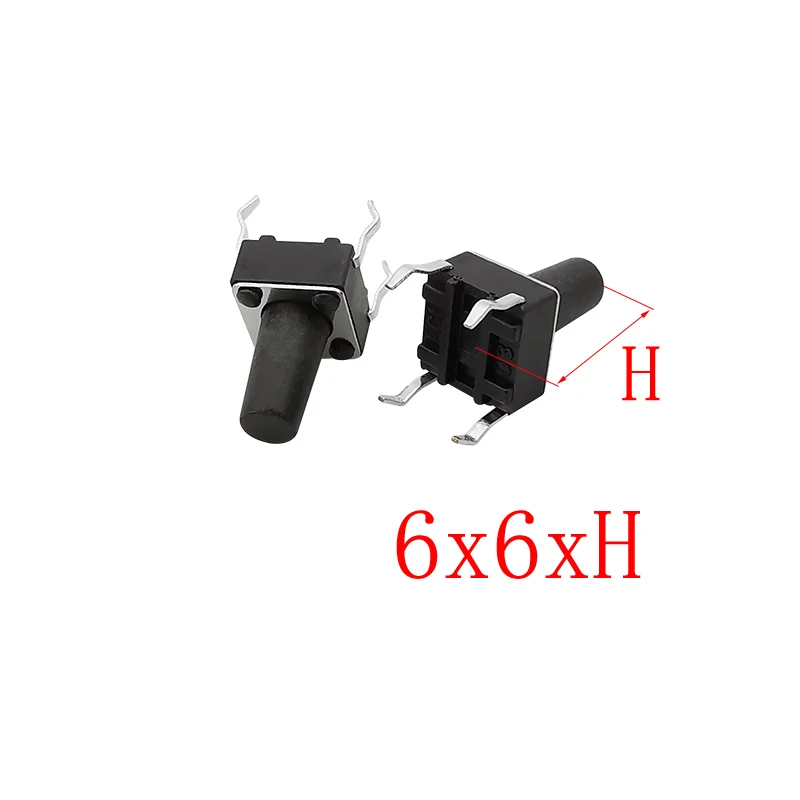 50Pcs 6x6mm Panel PCB Momentary Tactile Tact Mini Push Button Switch 6x6x4.3/5/6/7/8/9/10/11/12/13mm