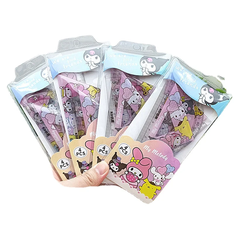 

Sanrio family series cartoon set isosceles triangle protractor learning scale drawing drawing examination wave straight ruler