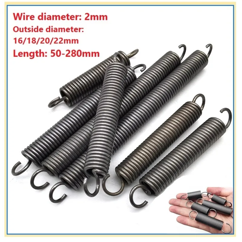 

Пружины из стали для инструмента «сделай сам», диаметр проволоки 2 мм, внешний диаметр 16/18/20/22 мм, длина 50–280 мм, удлинитель, натяжная крючковая пружина