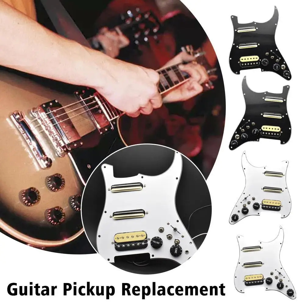 

ST Electric Guitar Double Coil Pickup With Singlecut Wiring Loaded Prewired SSH Guitar Pickguard Scratchplate Assembly Black