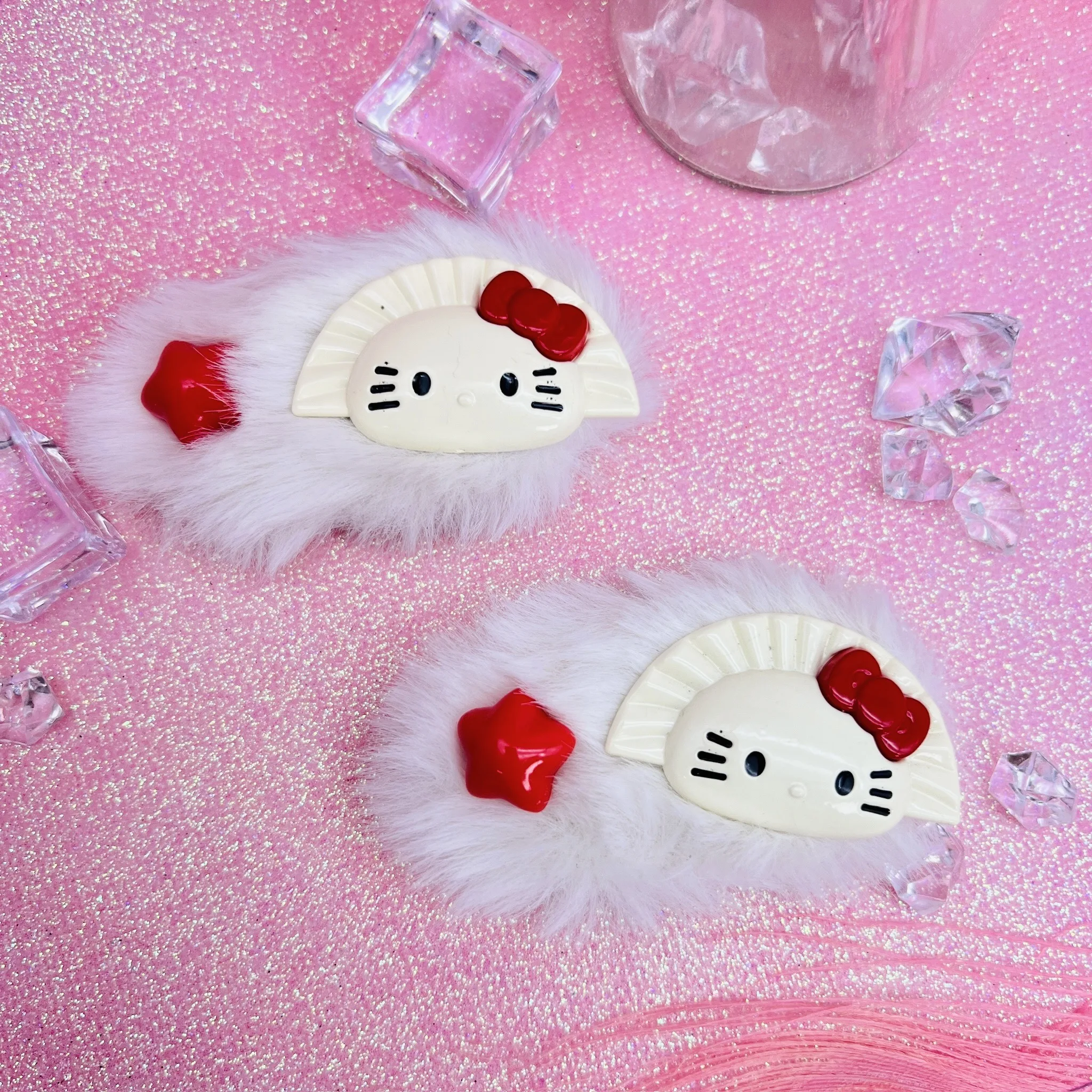 Набор Плюшевых Заколок Hello Kitty Для Девочек Декоративные Боковые Заколки Волос