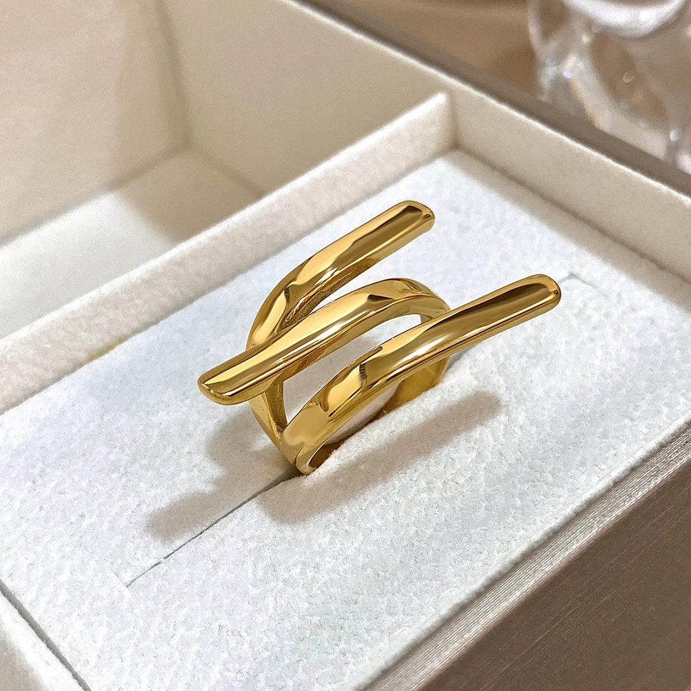 Новинка модные массивные кольца из нержавеющей стали для женщин золотого цвета