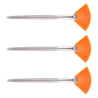 3pcs fan brushes long handle makeup brush mud brush acid applicator tools for diy home salon yellow
