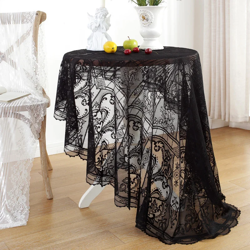 

2022 Romantic Style Hollow Lace Round Desk Home Use Outdoor Picnic Table Cloth Modern Contracted Table Cloth